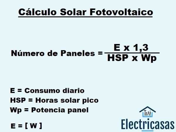 Fórmula de cálculo solar fotovoltaico