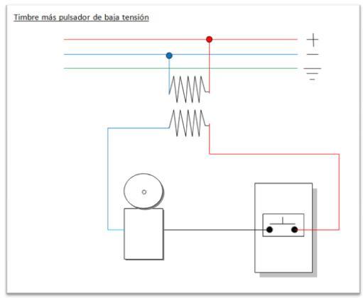 Circuito de timbre eléctrico con transformador