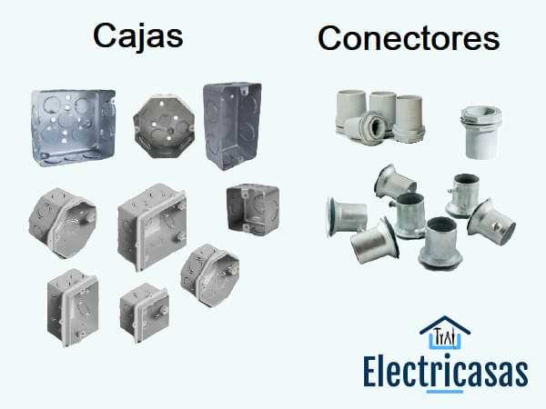 Diferentes cajas de electricidad y conectores eléctricos