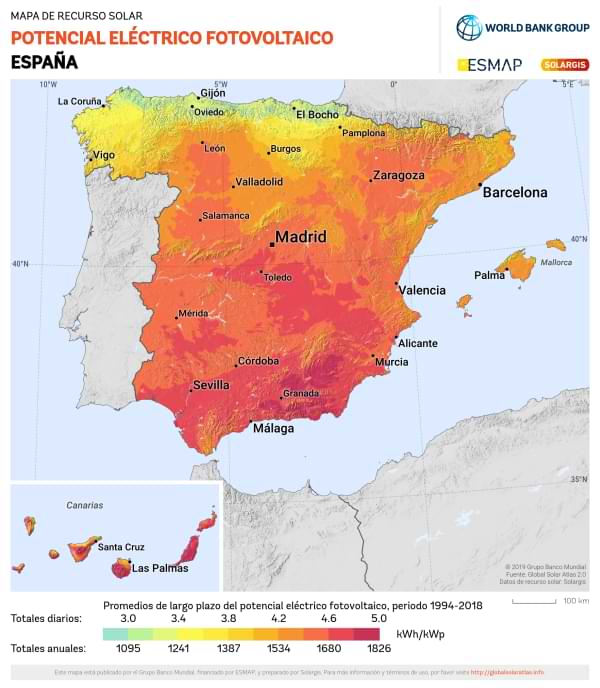 Potencial eléctrico fotovoltaico en España