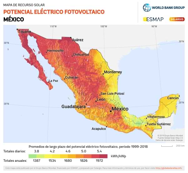 Potencial eléctrico fotovoltaico en México